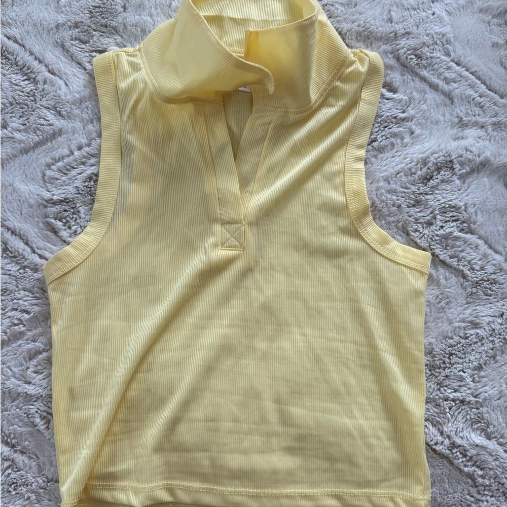 Yellow Sleeveless Mock Neck Top
